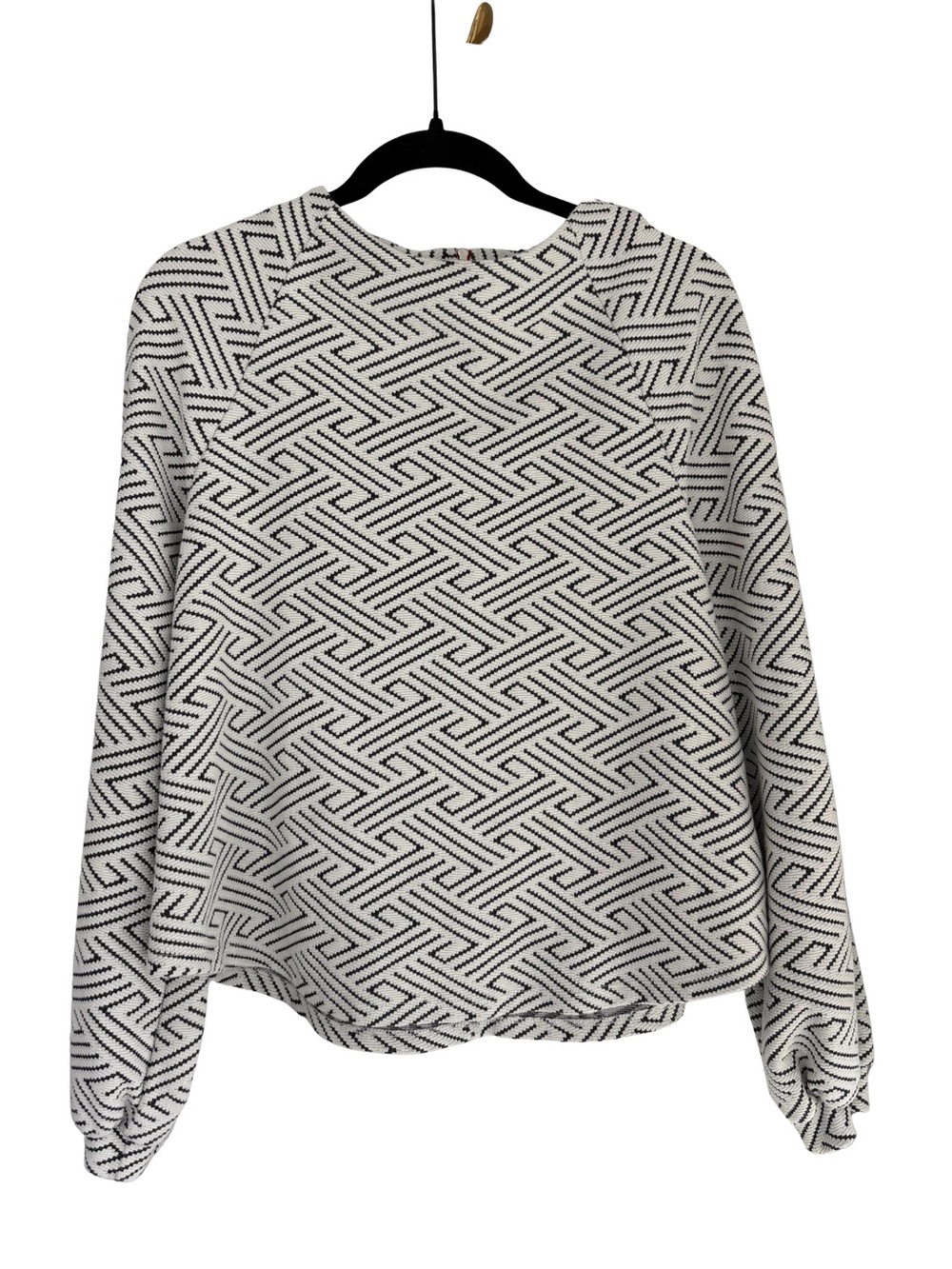 W5 for Anthropologie Off White and Black Geometric Knit Sweatshirt